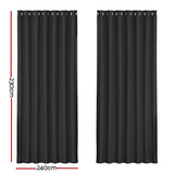 Curtains & Drapes: Artiss 2X Blockout Curtains Eyelet 240x230cm Black