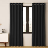 Curtains & Drapes: Artiss 2X Blockout Curtains Eyelet 240x230cm Black