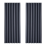Curtains & Drapes: Artiss 2X Blockout Curtains Eyelet 240x230cm Charcoal
