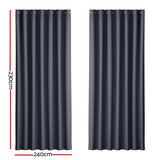 Curtains & Drapes: Artiss 2X Blockout Curtains Eyelet 240x230cm Charcoal
