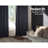 Curtains & Drapes: Artiss 2X Blockout Curtains Eyelet 240x230cm Charcoal