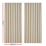 Curtains & Drapes: Artiss 2X Blockout Curtains Eyelet 300x230cm Beige