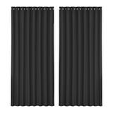 Curtains & Drapes: Artiss 2X Blockout Curtains Eyelet 300x230cm Black
