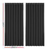 Curtains & Drapes: Artiss 2X Blockout Curtains Eyelet 300x230cm Black