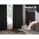Curtains & Drapes: Artiss 2X Blockout Curtains Eyelet 300x230cm Black