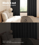 Curtains & Drapes: Artiss 2X Blockout Curtains Eyelet 300x230cm Black