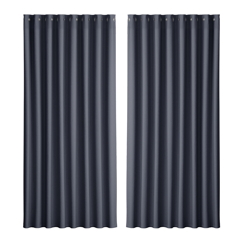 Curtains & Drapes: Artiss 2X Blockout Curtains Eyelet 300x230cm Charcoal
