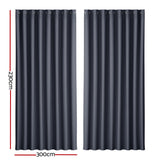 Curtains & Drapes: Artiss 2X Blockout Curtains Eyelet 300x230cm Charcoal