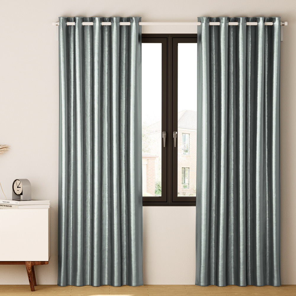 Curtains & Drapes: Artiss 2X Blockout Curtains Eyelet 180x213cm Grey Shine