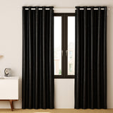 Curtains & Drapes: Artiss 2X Blockout Curtains Eyelet 240x230cm Black Shine