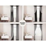 Artiss 2X 132x242cm Blockout Sheer Curtains Black