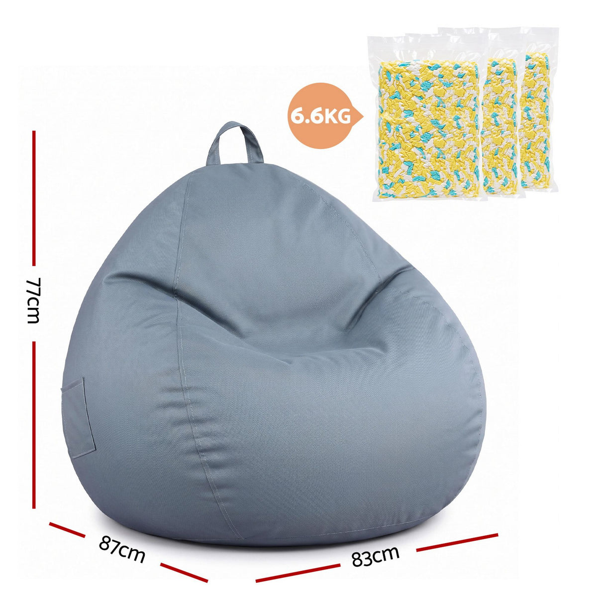 Artiss Outdoor Bean Bag Chair with Filler Splash-Proof Beanbag, Grey