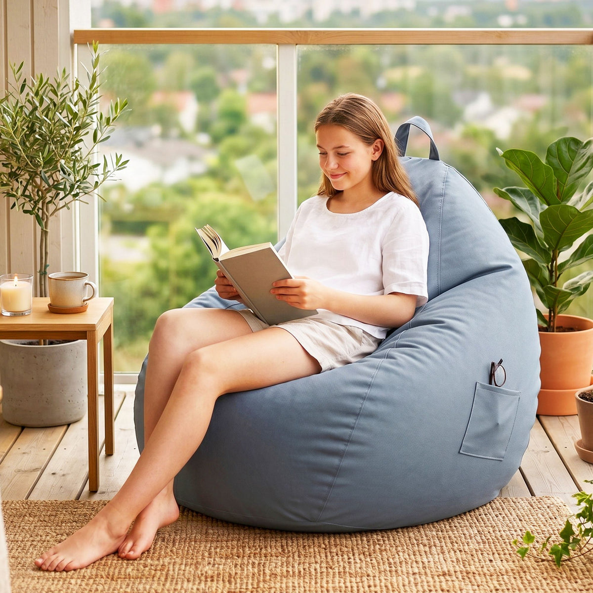 Artiss Outdoor Bean Bag Chair with Filler Splash-Proof Beanbag, Grey