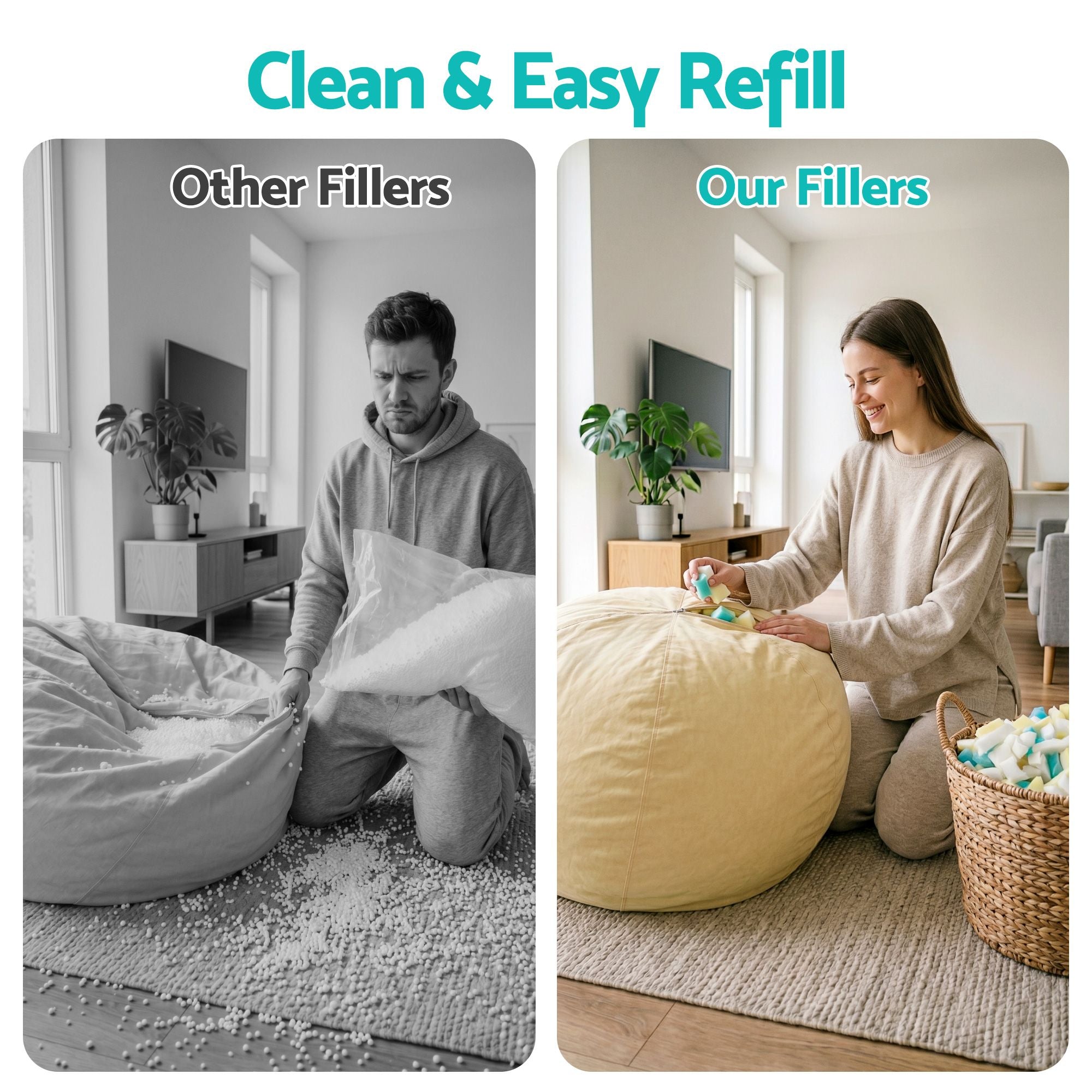 Artiss 5lbs (2.2KG) Bean Bag Filler Shredded Memory Foam Filling High Density Soft Pillow Stuffing for Bean Bag Chair, Couch Cushion, Dog Bed, Stuffed Animals and Arts Crafts