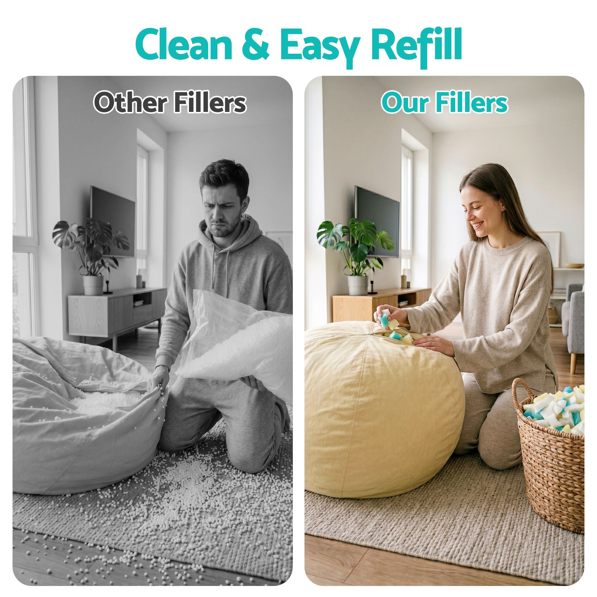 Artiss 10lbs (4.4KG) Bean Bag Filler Shredded Memory Foam Filling High Density Soft Pillow Stuffing for Bean Bag Chair, Couch Cushion, Dog Bed, Stuffed Animals and Arts Crafts
