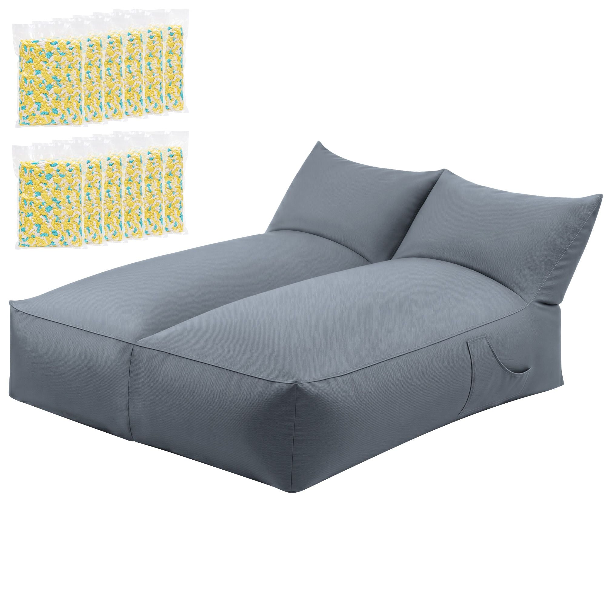 Artiss Outdoor Bean Bag Chair with Filler 2 Seater Beanbag Lounge Adults Splash-Proof Large Bean Bag Cover with Filling for Patio Poolside Relaxing Indoor, Grey