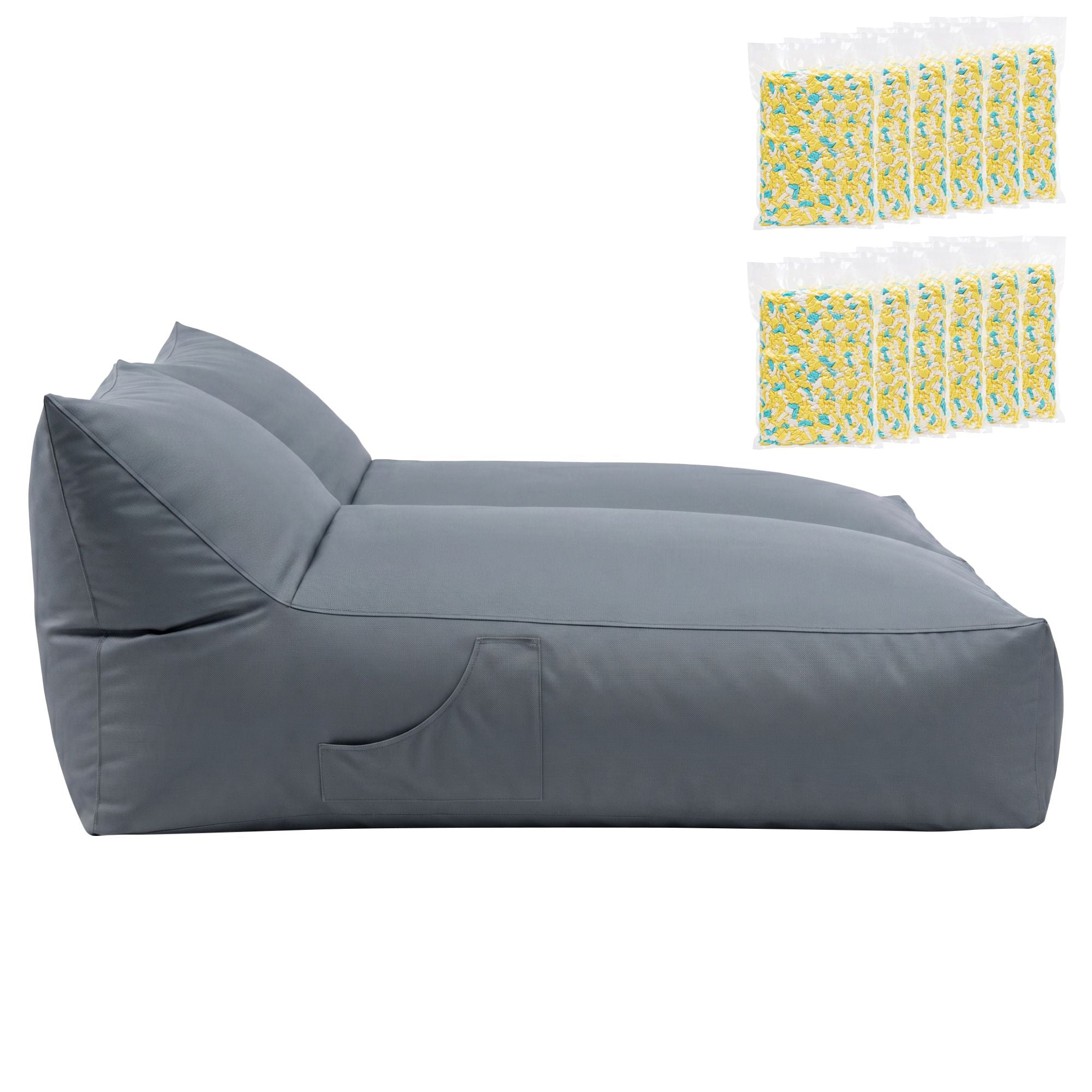 Artiss Outdoor Bean Bag Chair with Filler 2 Seater Beanbag Lounge Adults Splash-Proof Large Bean Bag Cover with Filling for Patio Poolside Relaxing Indoor, Grey