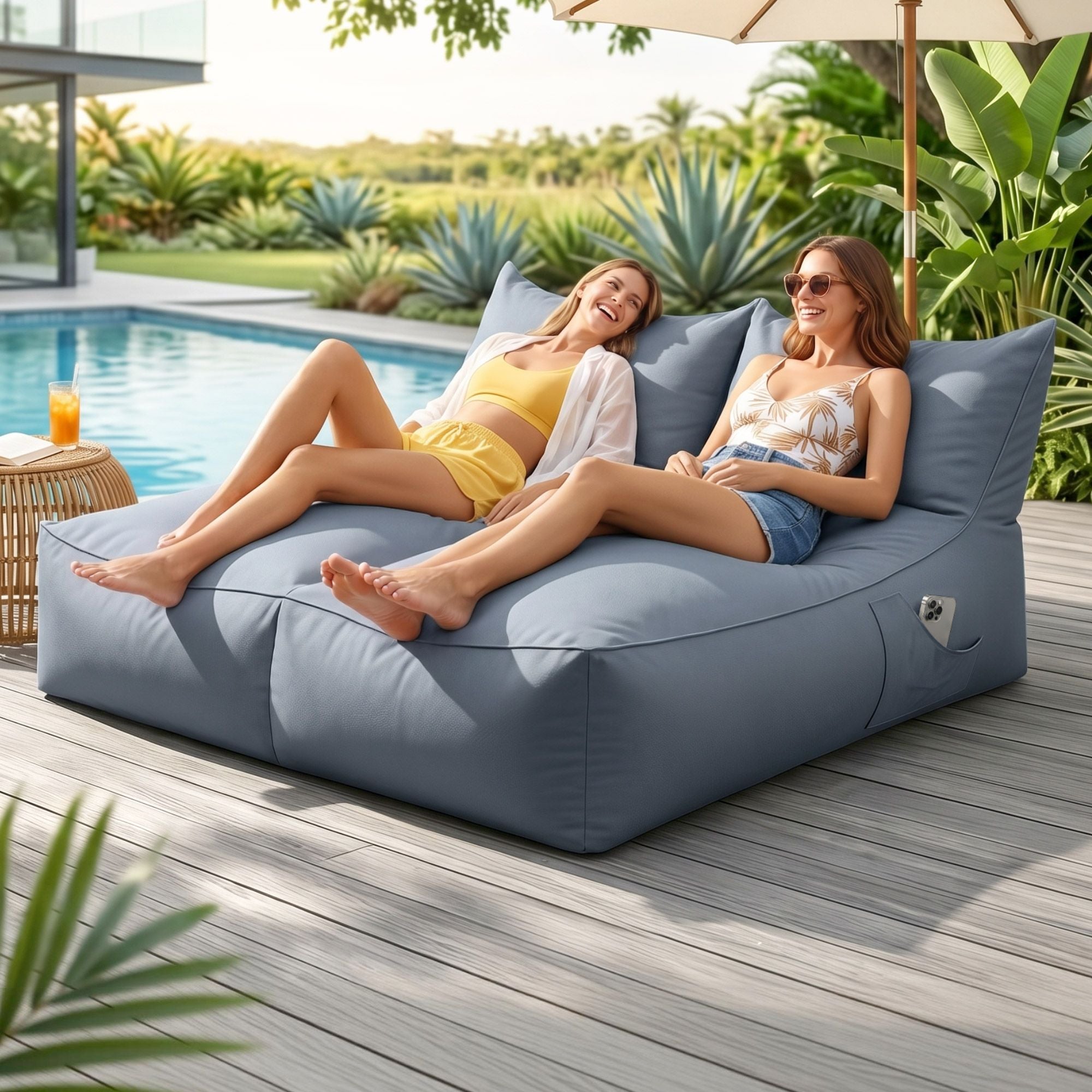 Artiss Outdoor Bean Bag Chair with Filler 2 Seater Beanbag Lounge Adults Splash-Proof Large Bean Bag Cover with Filling for Patio Poolside Relaxing Indoor, Grey