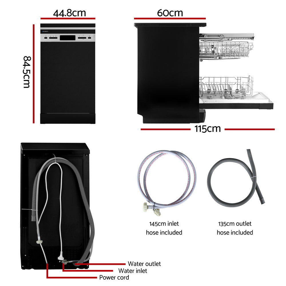 Dishwashers: Devanti 10 Place Settings Freestanding Dishwasher Black