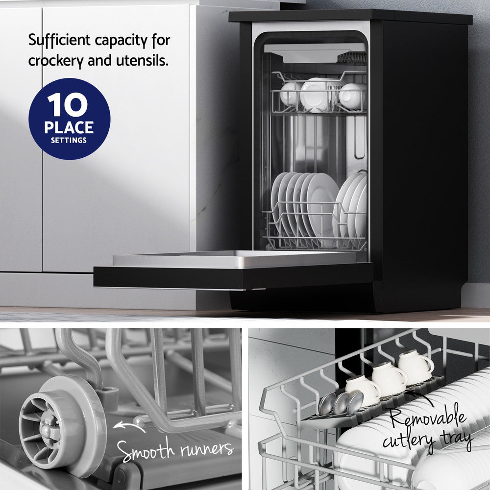 Dishwashers: Devanti 10 Place Settings Freestanding Dishwasher Black