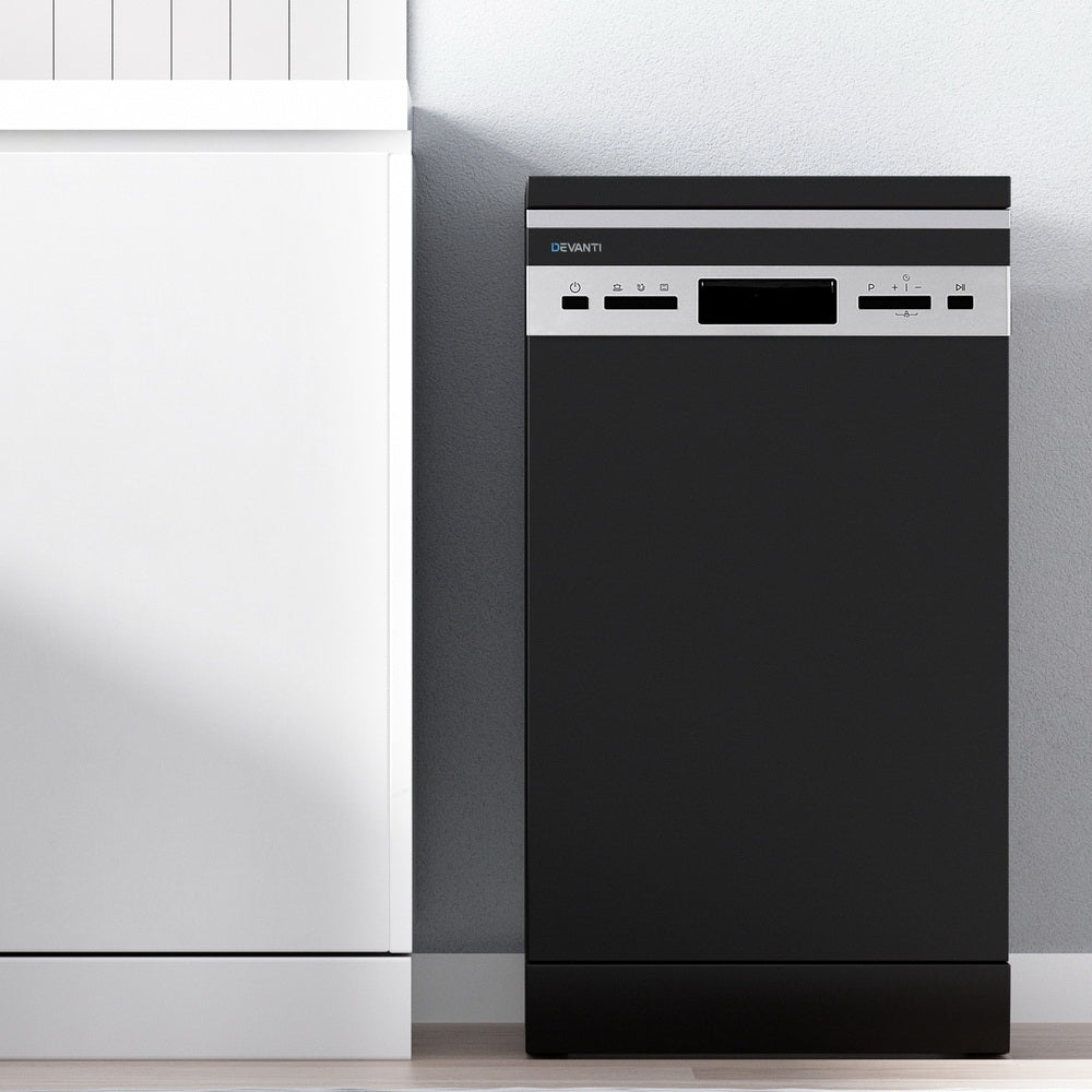 Dishwashers: Devanti 10 Place Settings Freestanding Dishwasher Black
