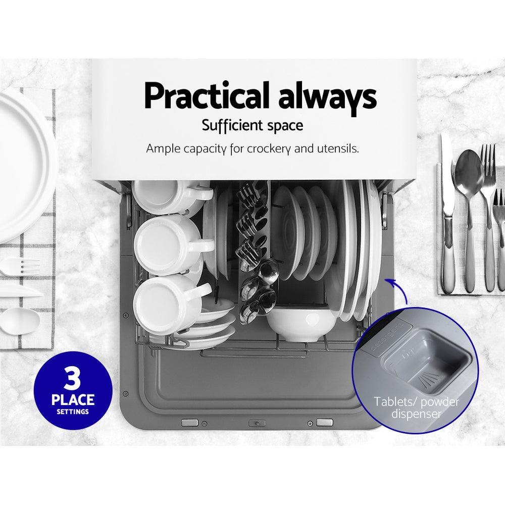 Dishwashers: Devanti 3 Place Settings Benchtop Dishwasher