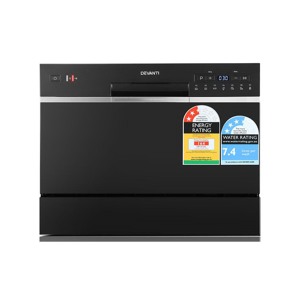 Dishwashers: Devanti 6 Place Settings Benchtop Dishwasher Black