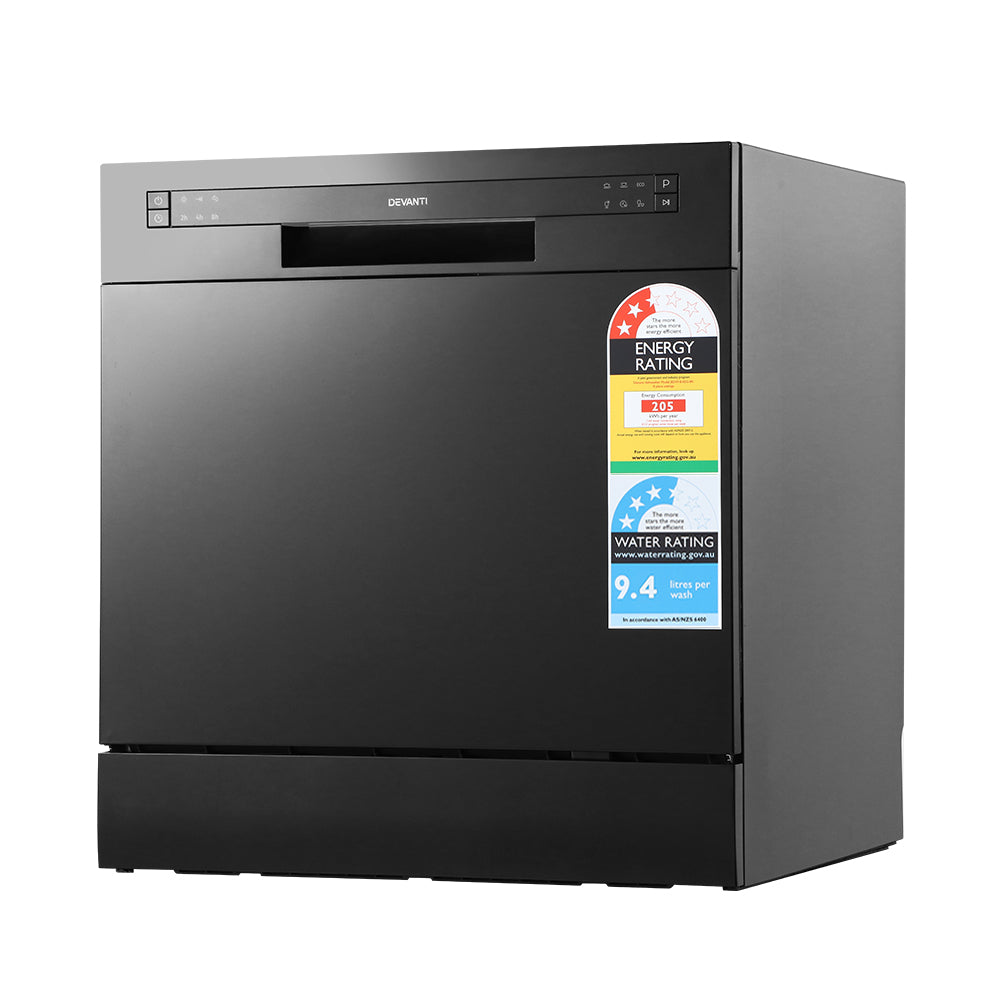 Dishwashers: Devanti 8 Place Settings Benchtop Dishwasher Black