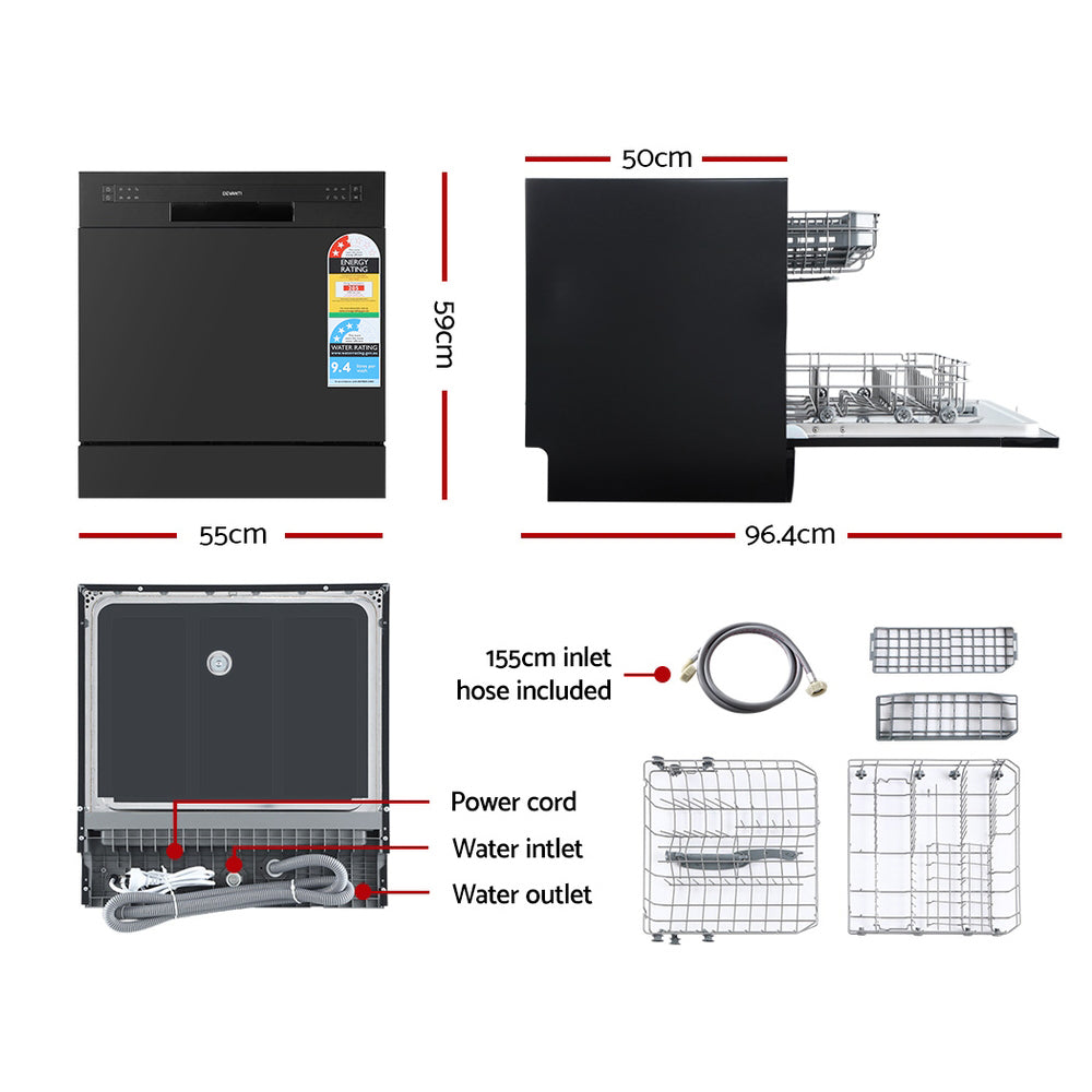 Dishwashers: Devanti 8 Place Settings Benchtop Dishwasher Black