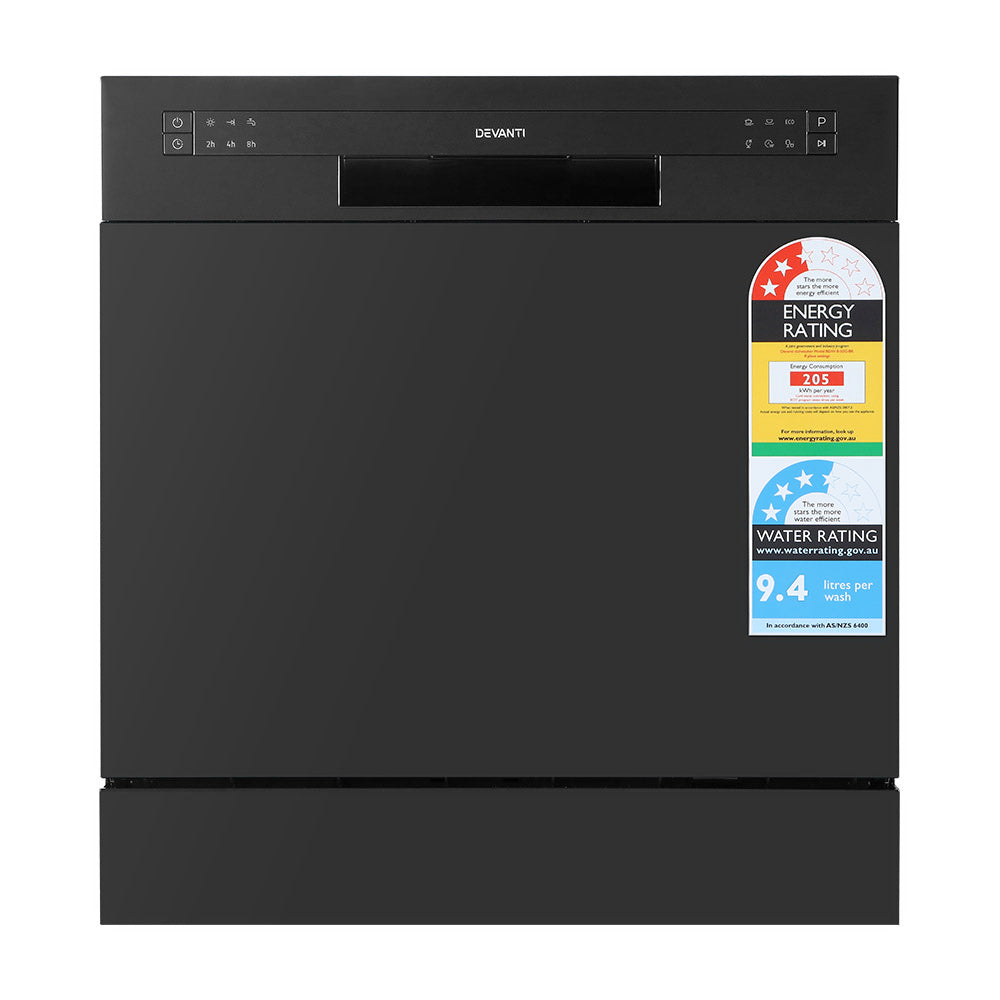 Dishwashers: Devanti 8 Place Settings Benchtop Dishwasher Black