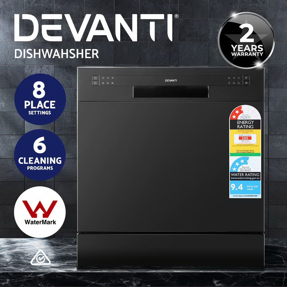 Dishwashers: Devanti 8 Place Settings Benchtop Dishwasher Black