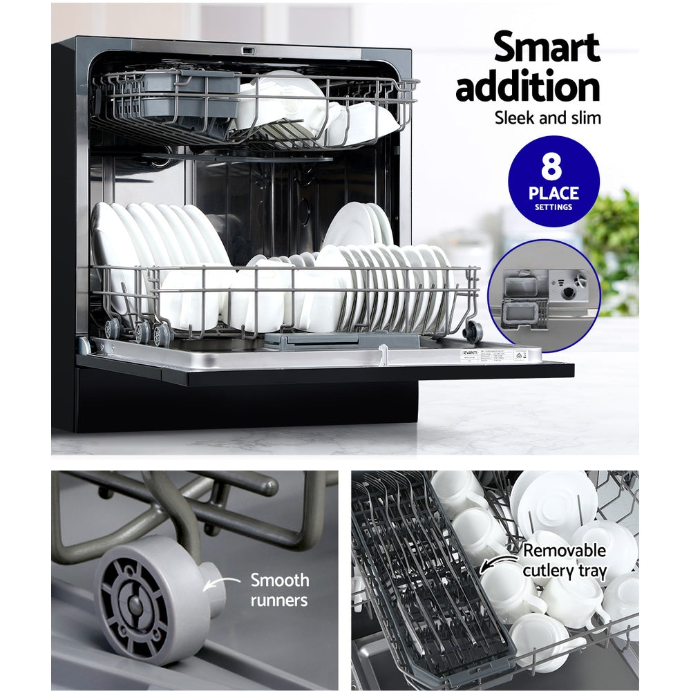 Dishwashers: Devanti 8 Place Settings Benchtop Dishwasher Black