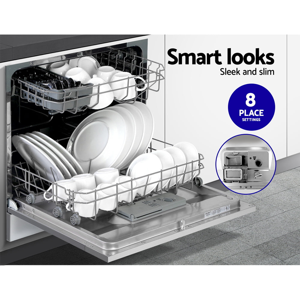 Dishwashers: Devanti 8 Place Settings Benchtop Dishwasher Sliver