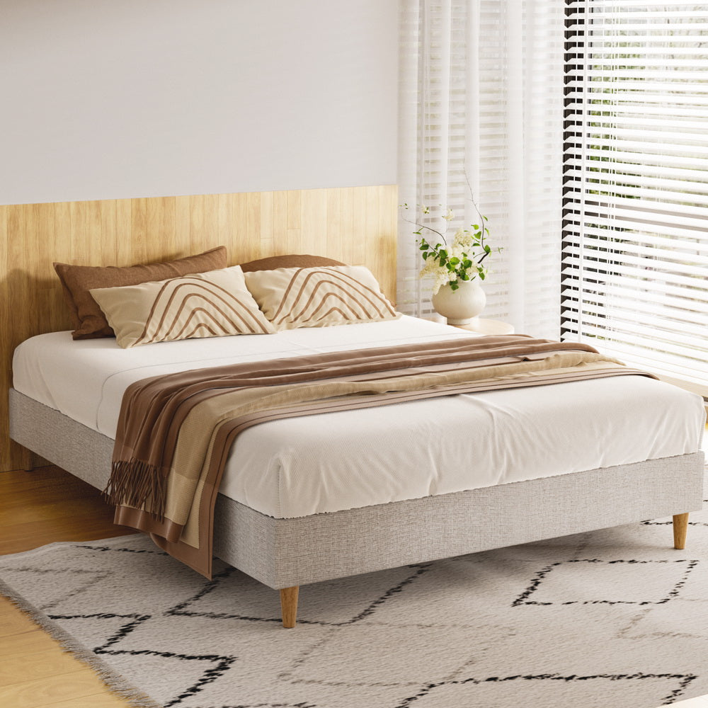 Beds & Bed Frames: Artiss Bed Frame Double Size Beige ZORA