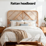 Headboards: Artiss Bed Headboard Queen Bedhead Rattan - FRED Pine