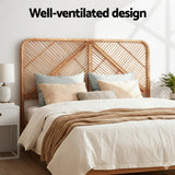 Headboards: Artiss Bed Headboard Queen Bedhead Rattan - FRED Pine