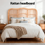 Headboards: Artiss Bed Headboard Queen Bedhead Rattan - NERO Pine
