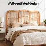 Headboards: Artiss Bed Headboard Queen Bedhead Rattan - NERO Pine