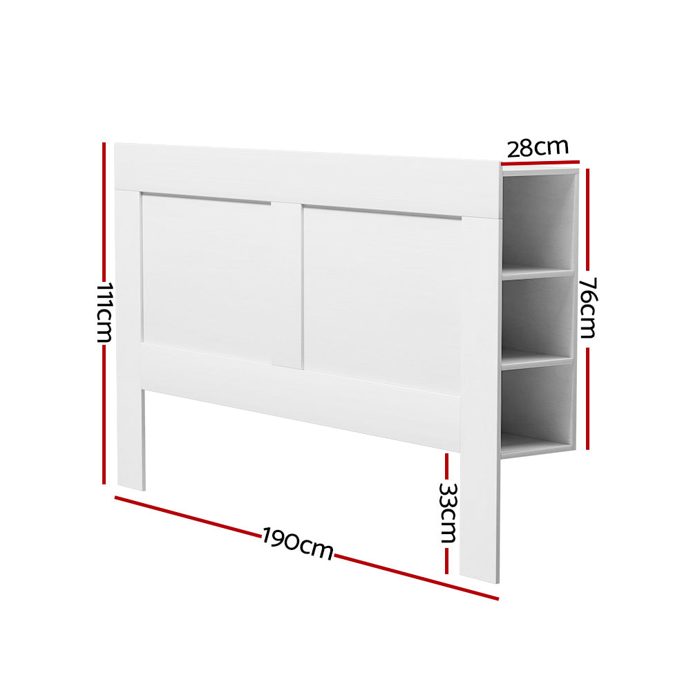Bookcases & Shelves: Artiss Bed Head Headboard King with Shelves - CABI White