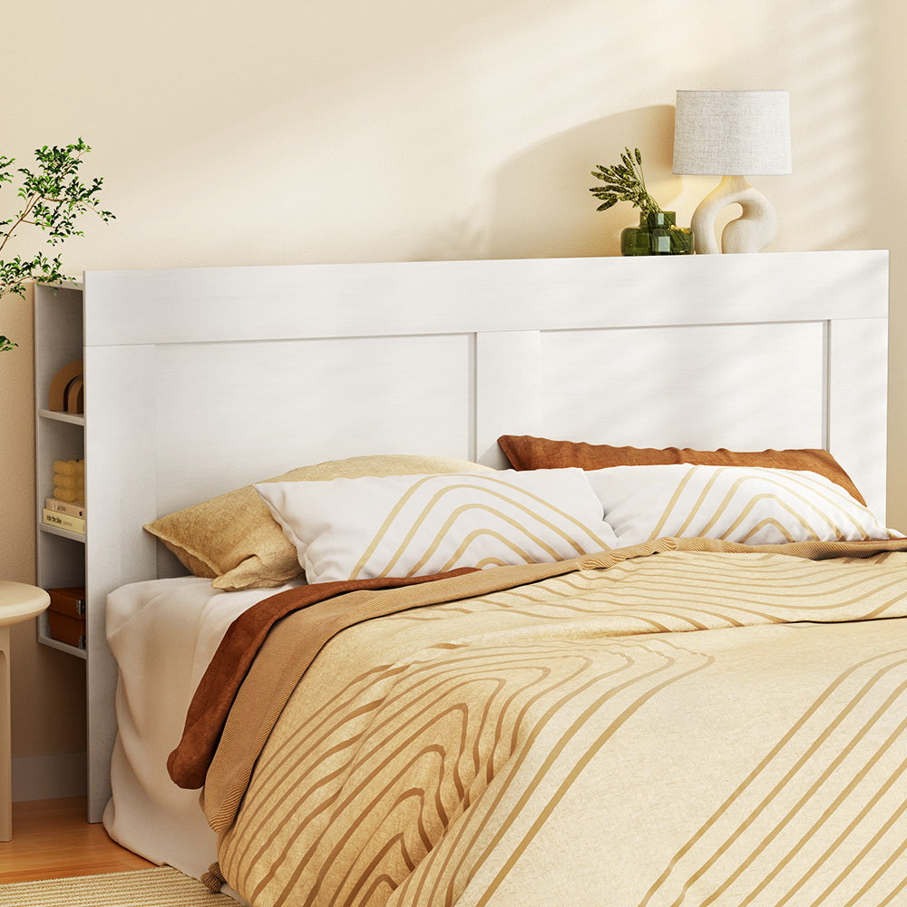 Bookcases & Shelves: Artiss Bed Head Headboard King with Shelves - CABI White
