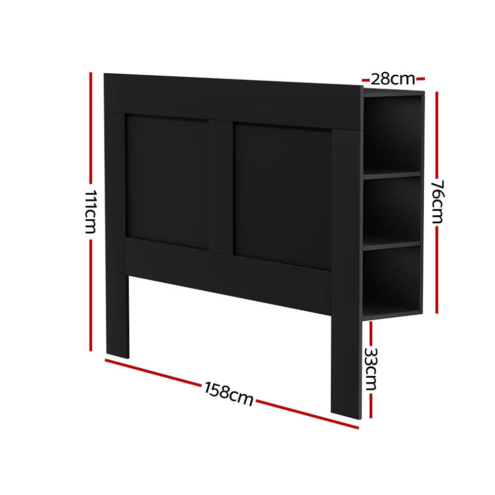 Beds & Bed Frames: Artiss Bed Head Headboard Queen with Shelves - CABI Black