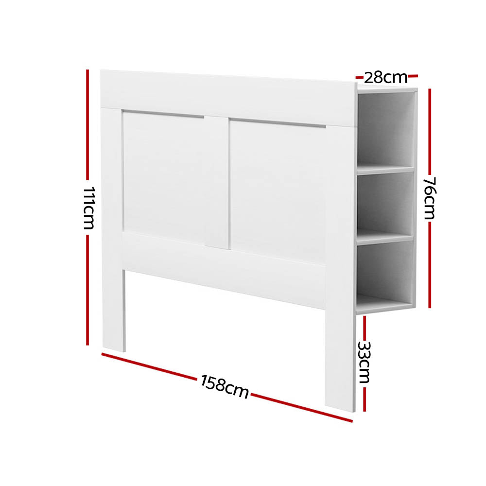 Beds & Bed Frames: Artiss Bed Head Headboard Queen with Shelves - CABI White