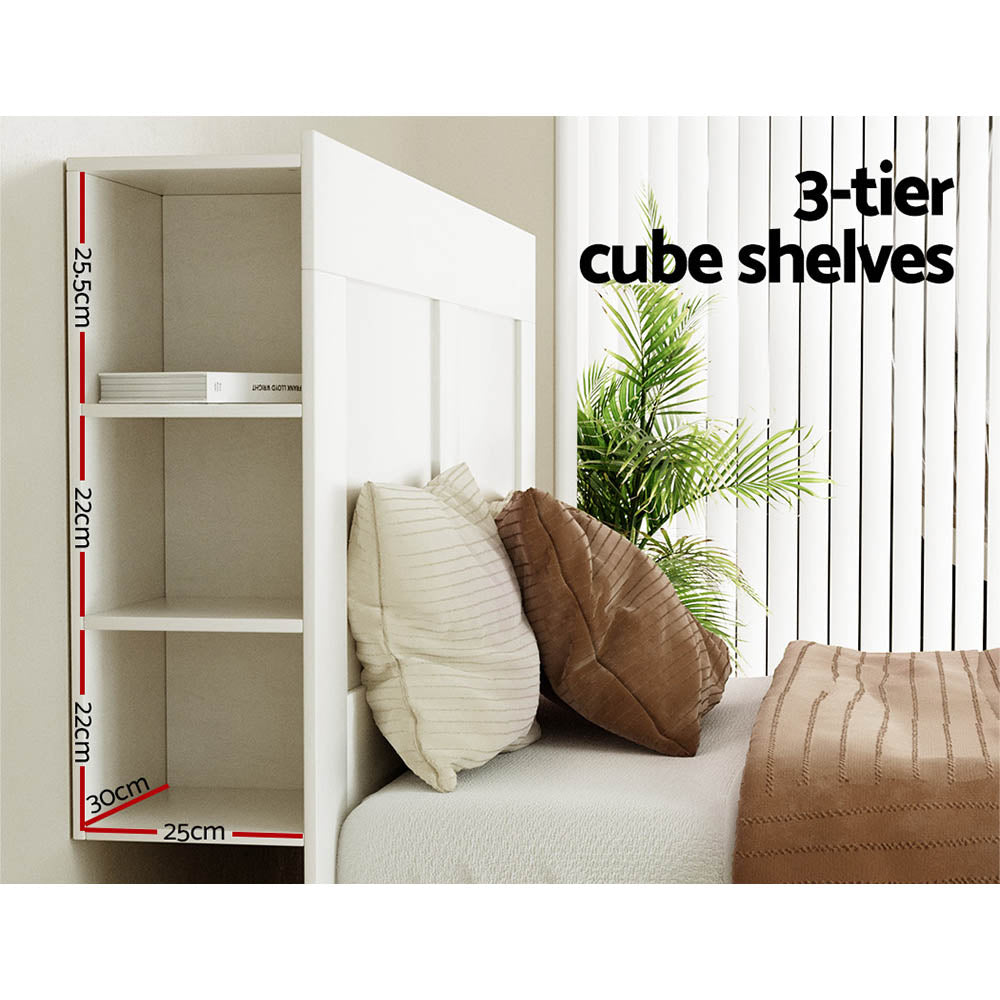 Beds & Bed Frames: Artiss Bed Head Headboard Queen with Shelves - CABI White