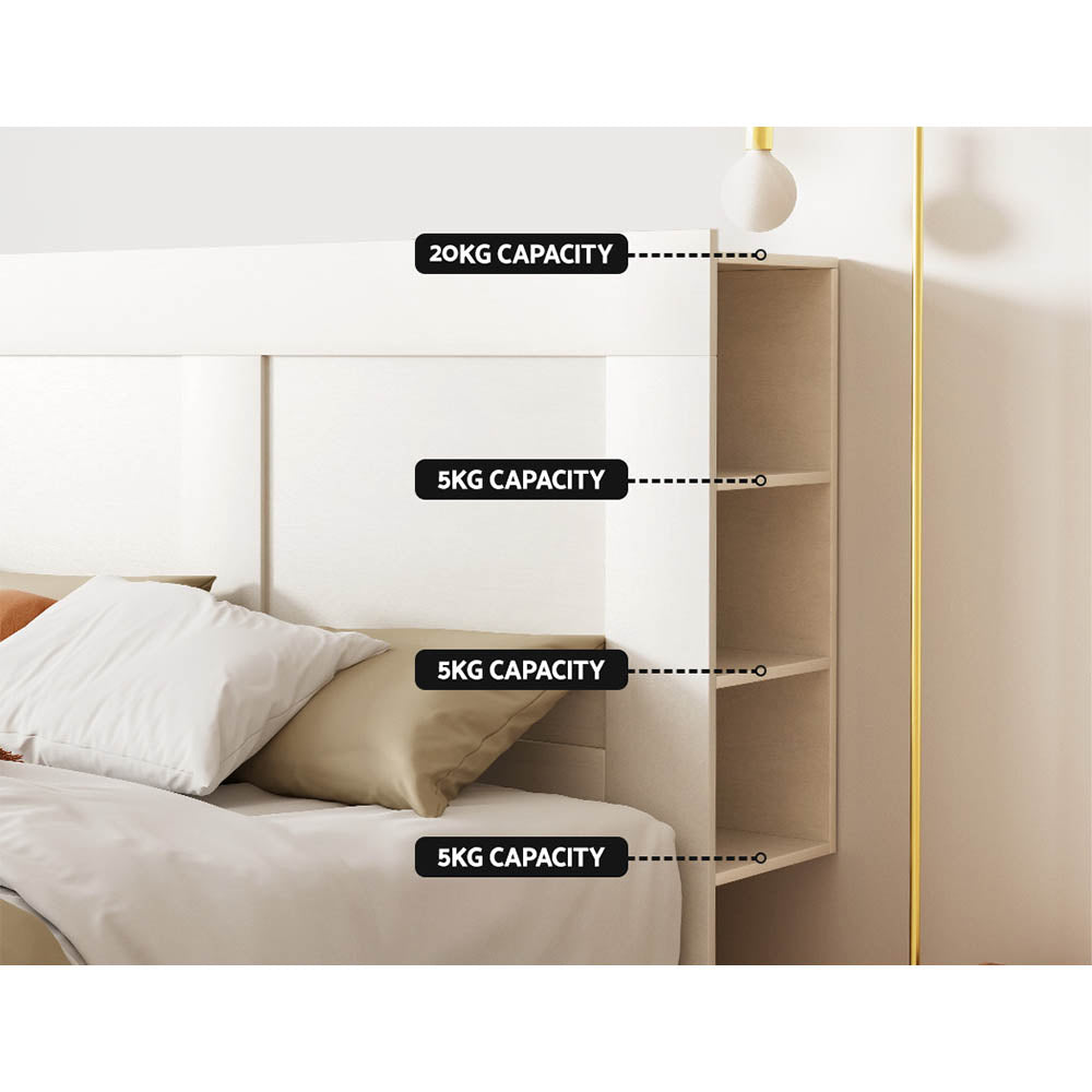 Beds & Bed Frames: Artiss Bed Head Headboard Queen with Shelves - CABI White
