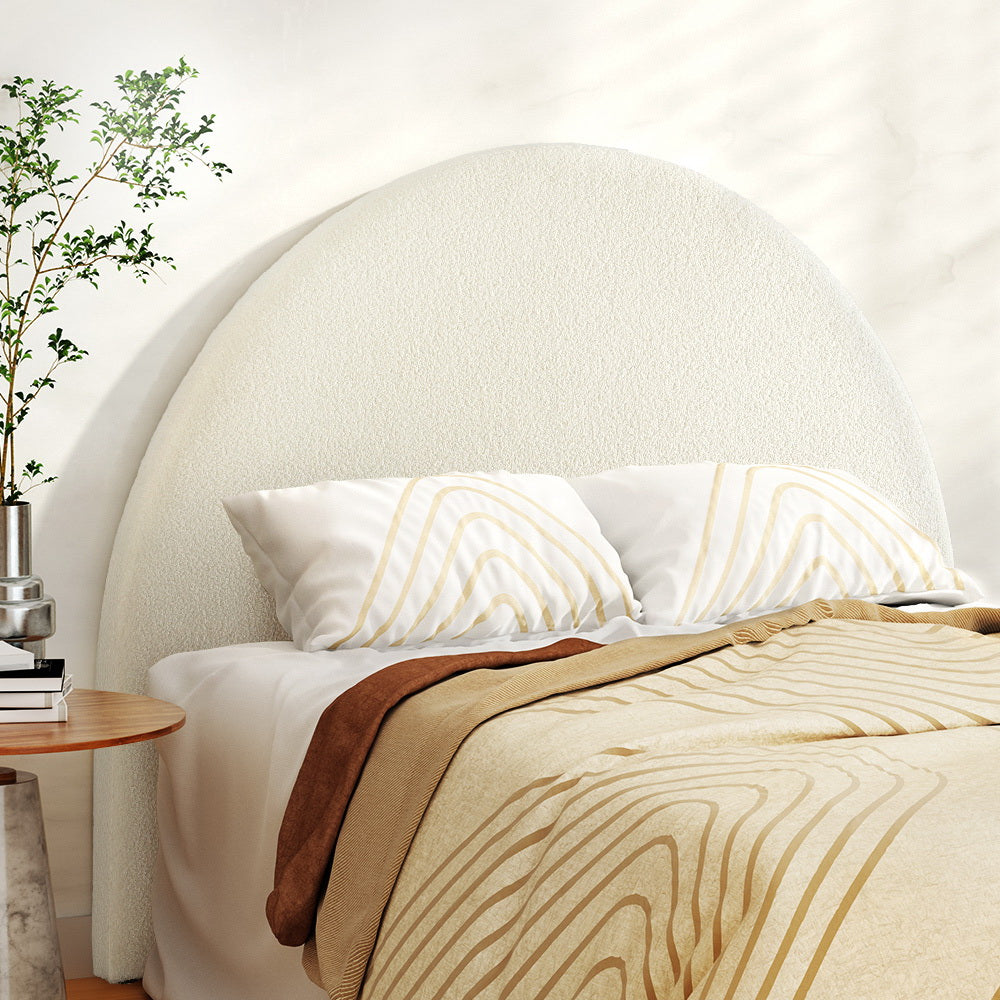 Beds & Bed Frames: Artiss Bed Head Headboard Bed Frame Double Boucle - GREI White