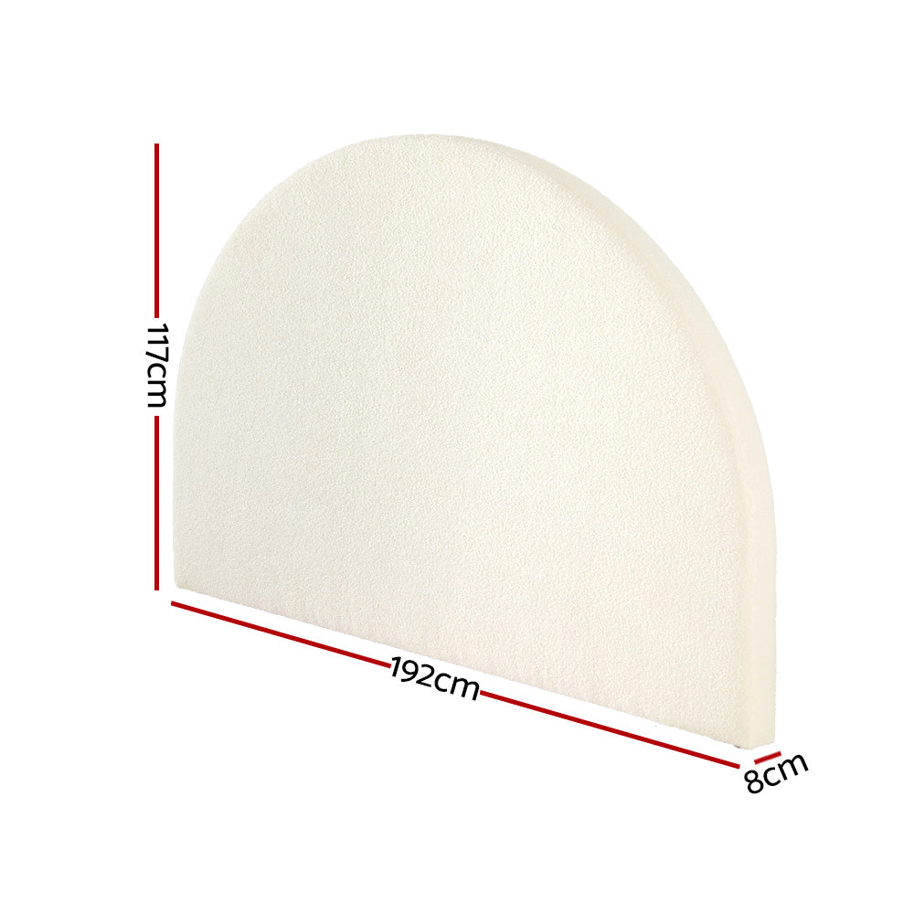 Headboards: Artiss Bed Head Headboard Bed Frame King Boucle - GREI White