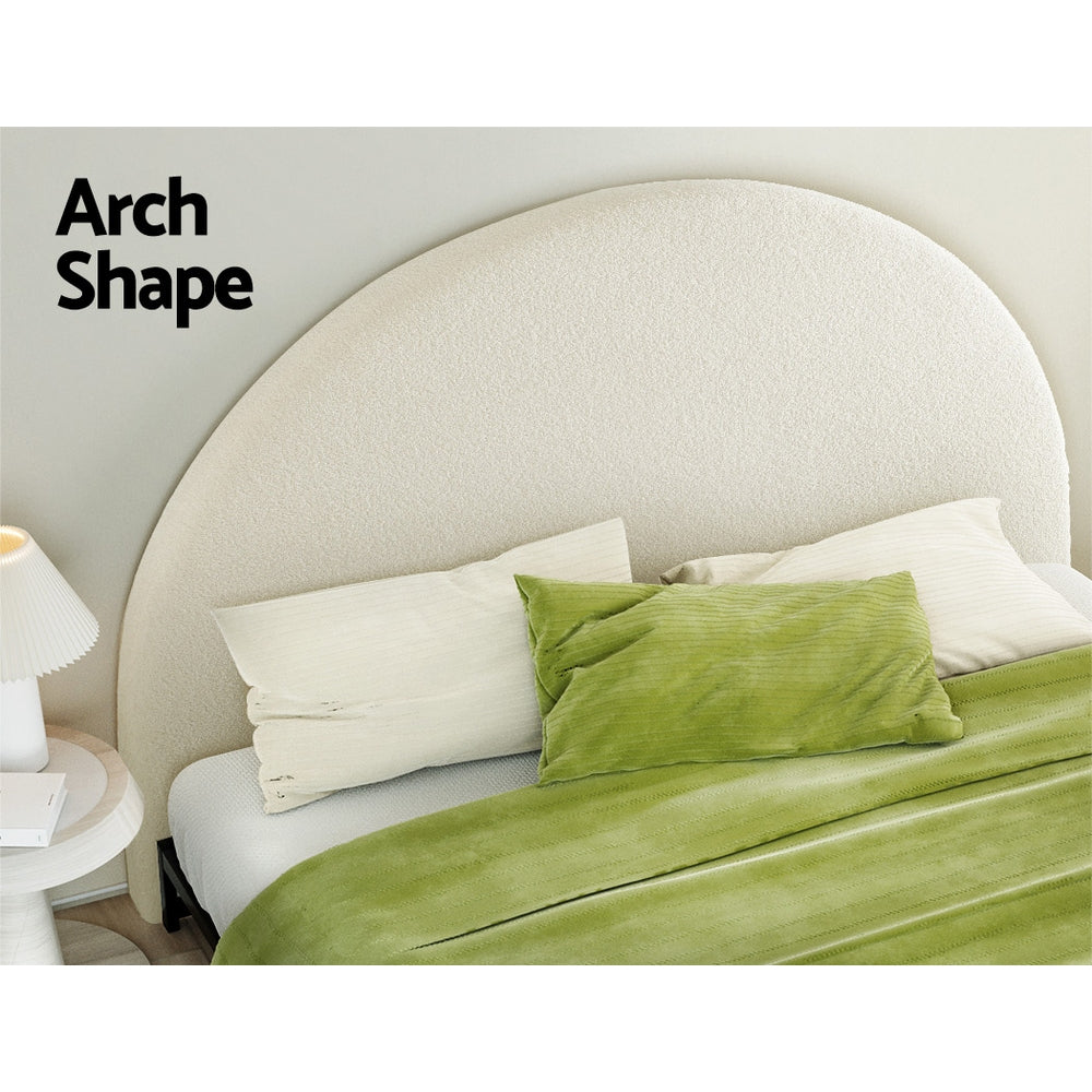 Headboards: Artiss Bed Head Headboard Bed Frame King Boucle - GREI White