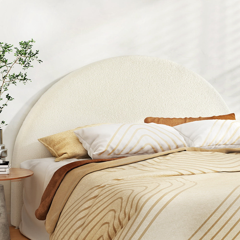 Headboards: Artiss Bed Head Headboard Bed Frame King Boucle - GREI White