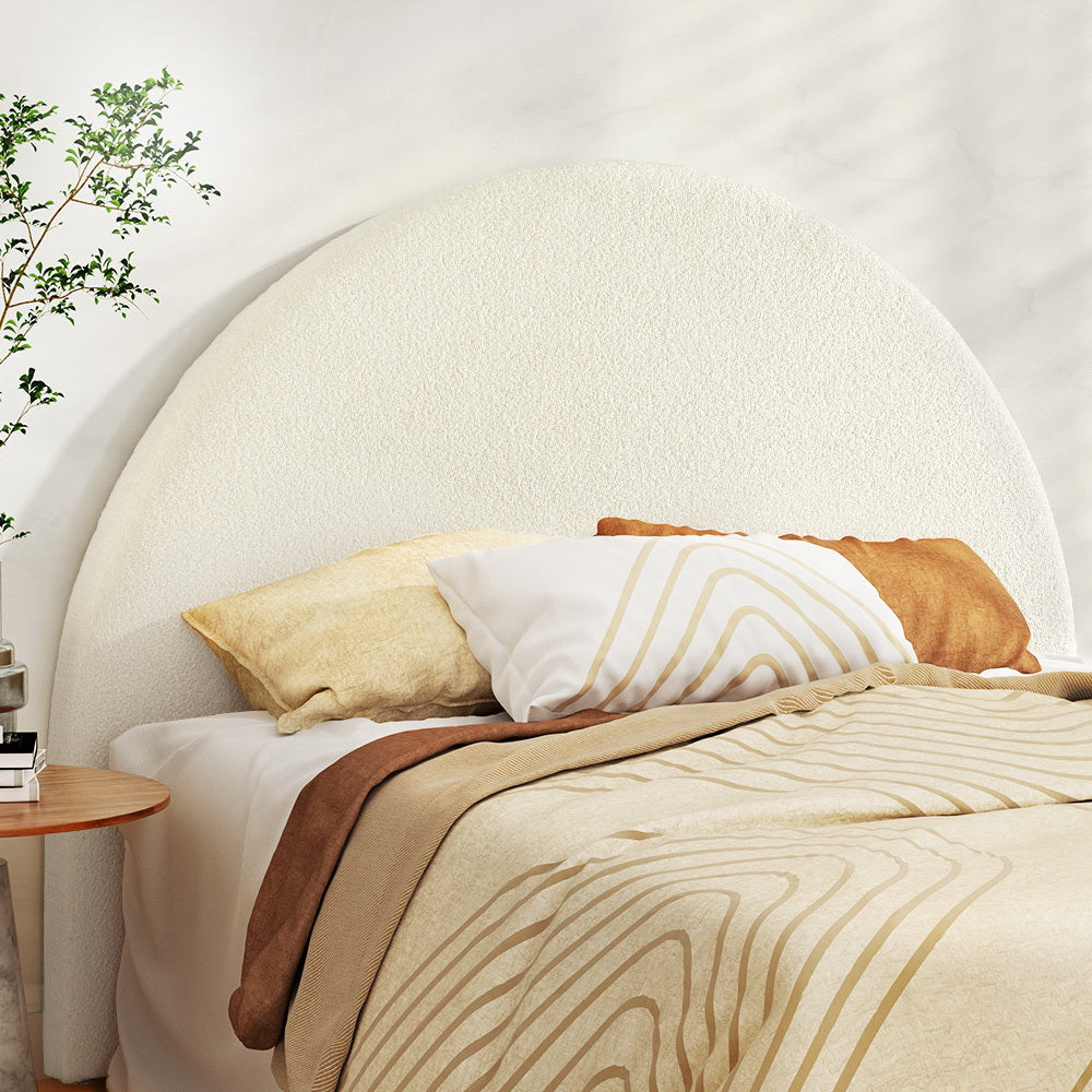 Beds & Bed Frames: Artiss Bed Head Headboard Bed Frame Queen Boucle - GREI White