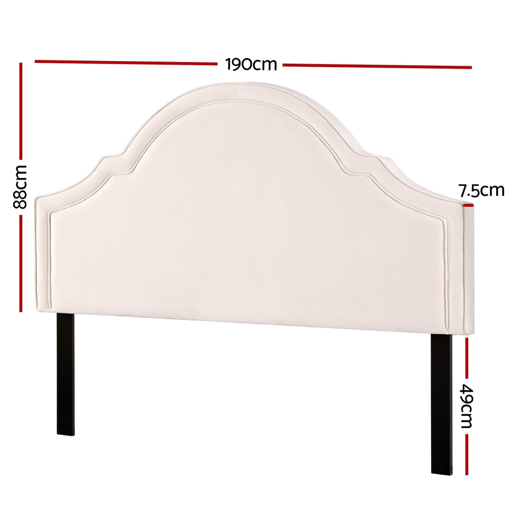 Headboards: Artiss Bed Frame Bed Head Headboard King Velvet IRIS Beige